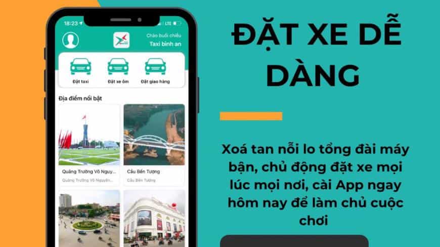 Đặt xe Taxi Bình An qua ứng dụng điện thoại thông minh Taxi Bình An