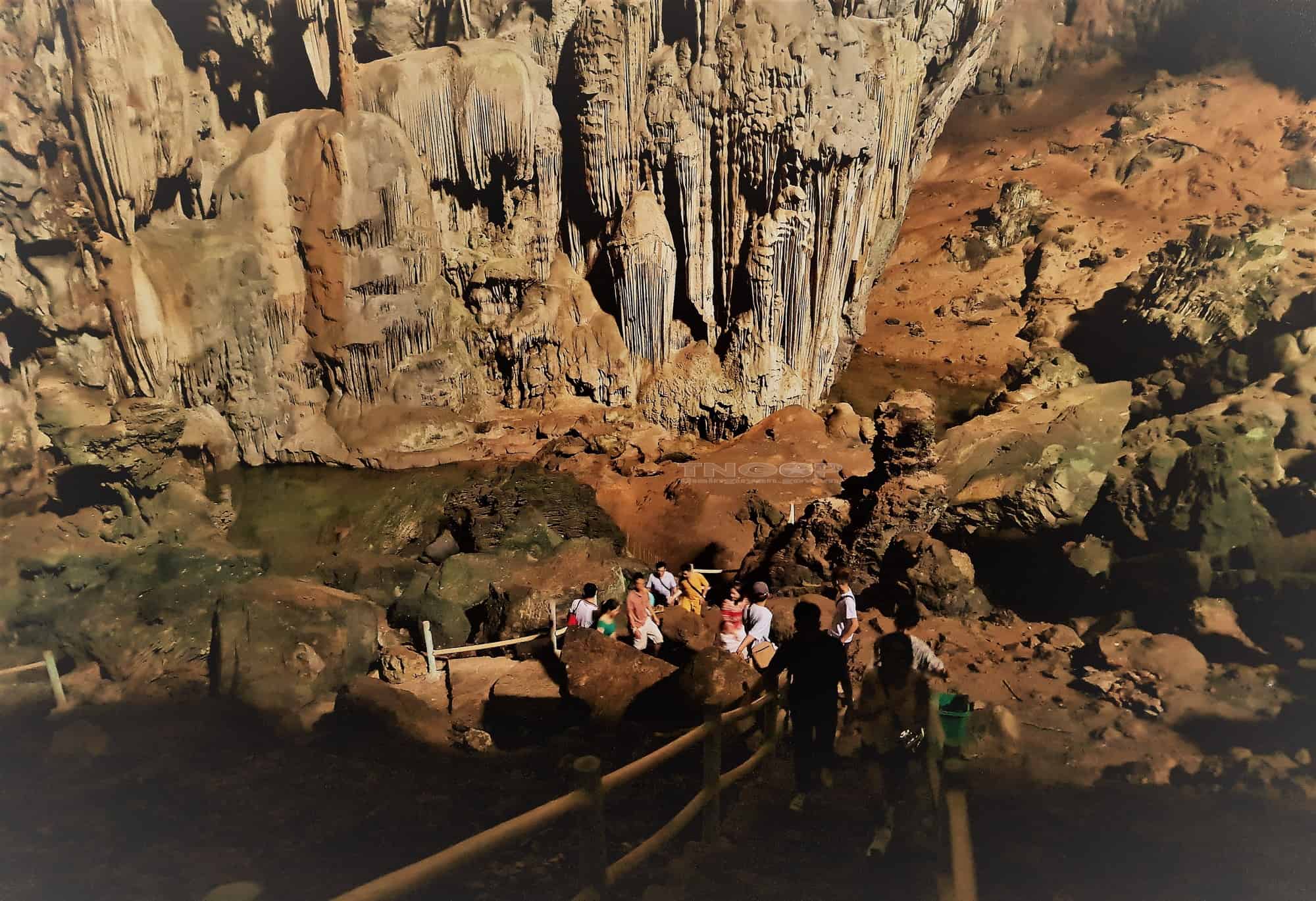 Hang Dơi ở phía trong hang Sáng, với nhiều khối thạch nhũ đá vôi có hình thu như tượng Phật Bà Quan âm, đây cũng là nơi loài dơi thường đến cư ngụ